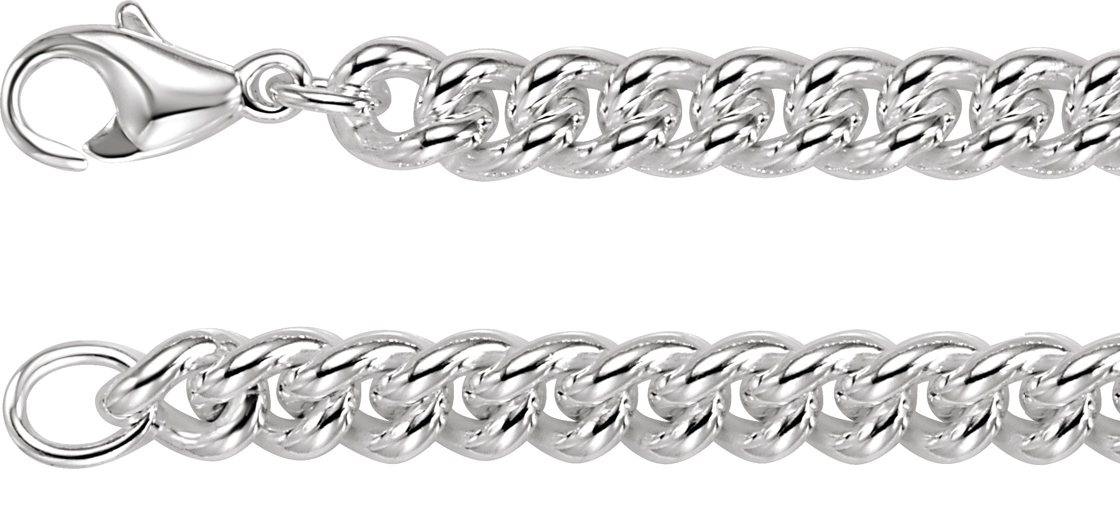 Sterling Silver 8 mm Curb 7" Chain 