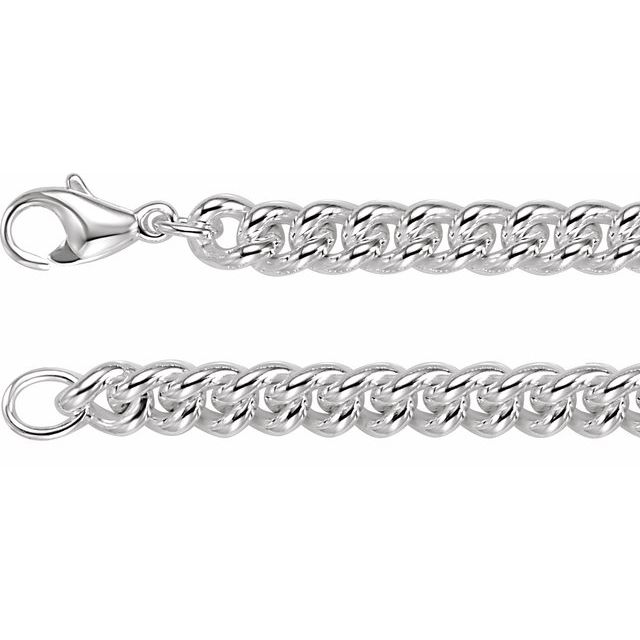 Sterling Silver 8 mm Curb 7 Chain 