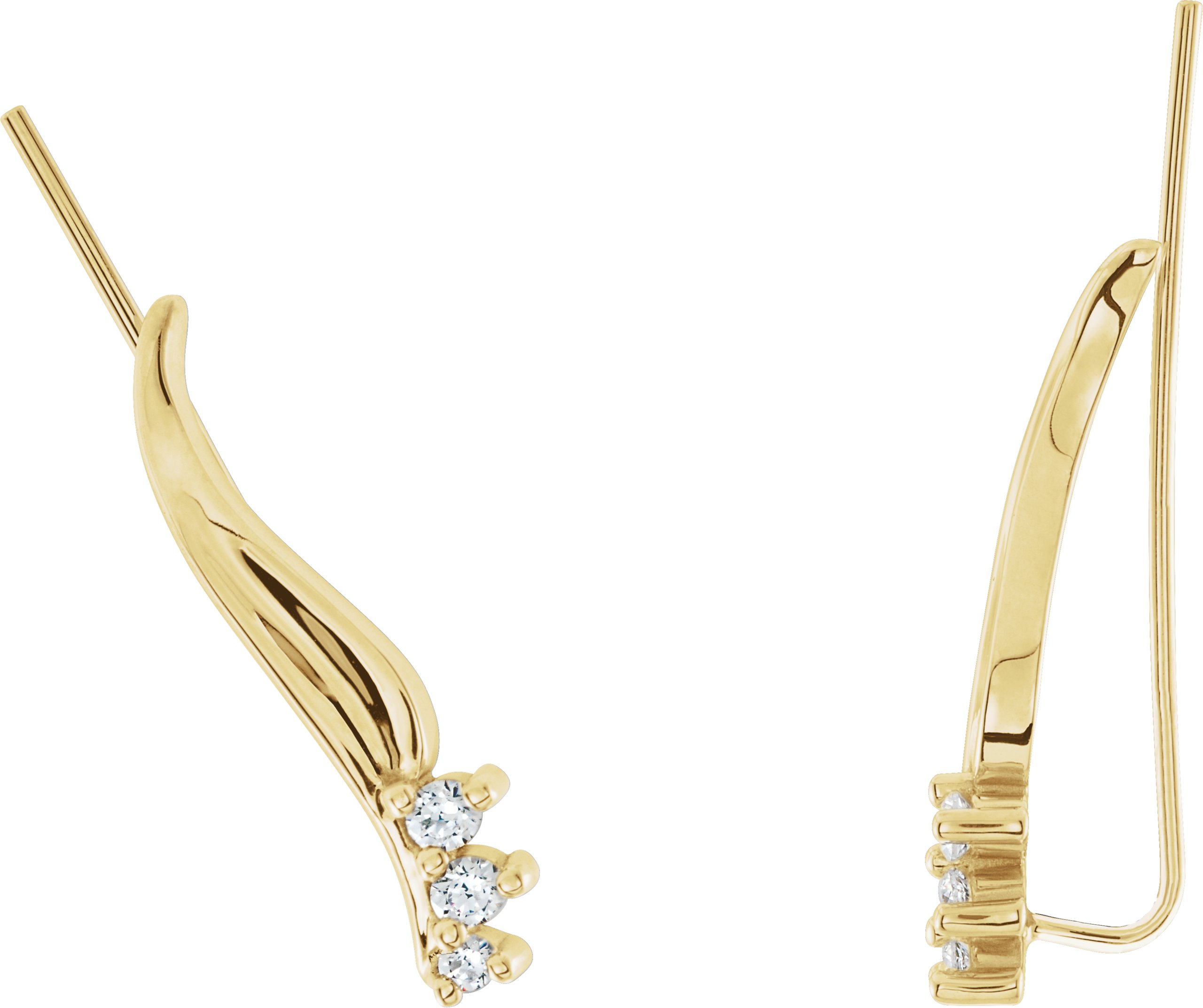 14K Yellow 1/6 CTW Natural Diamond Ear Climbers