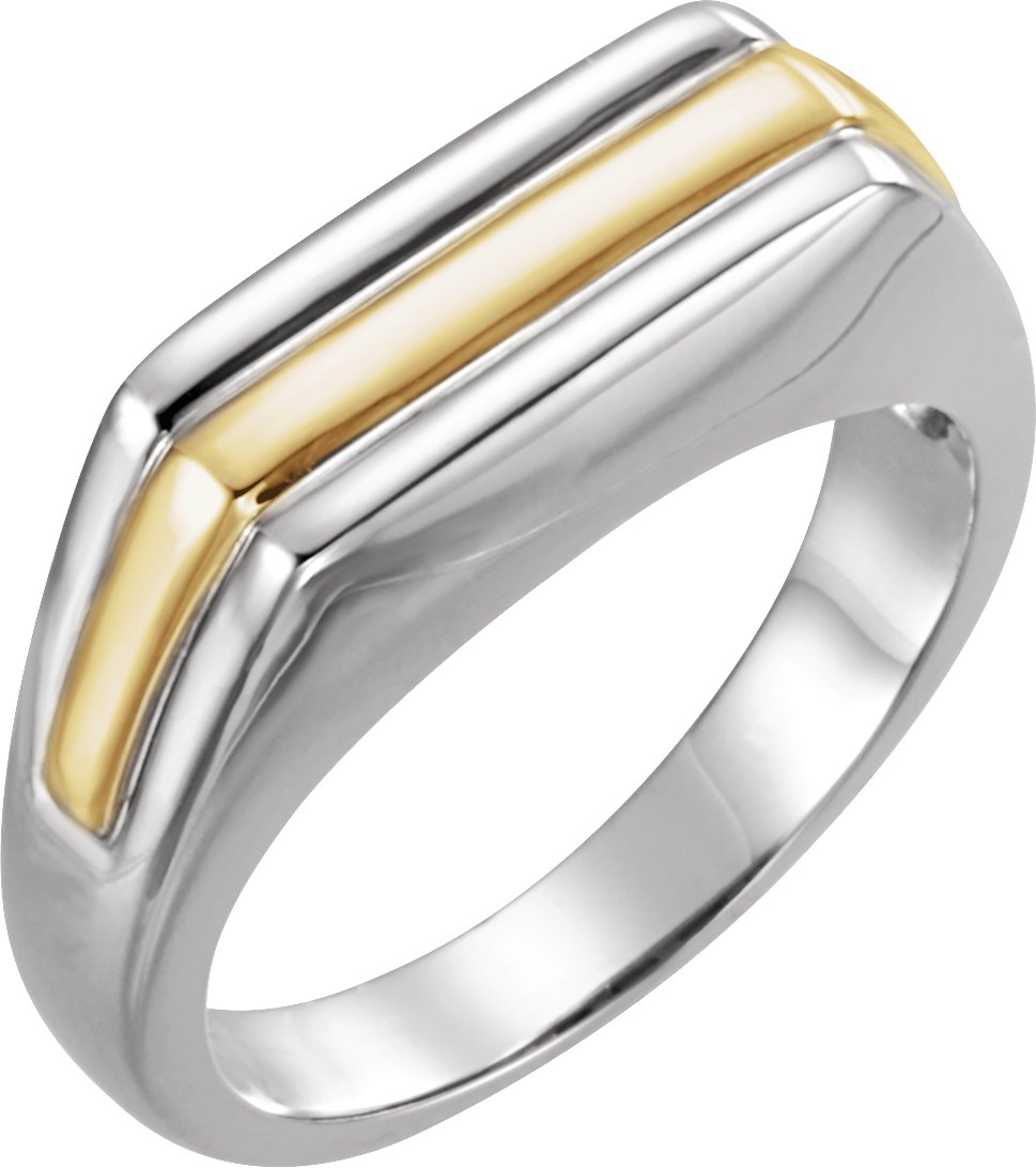 14K White/Yellow Grooved Bar Ring<br>(Size 7)