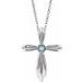 Sterling Silver Aquamarine Cross 16-18