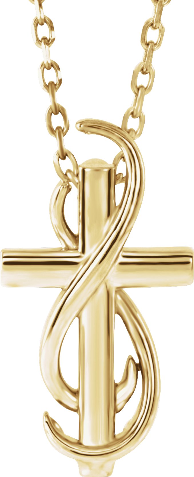 14K Yellow Cross 16-18