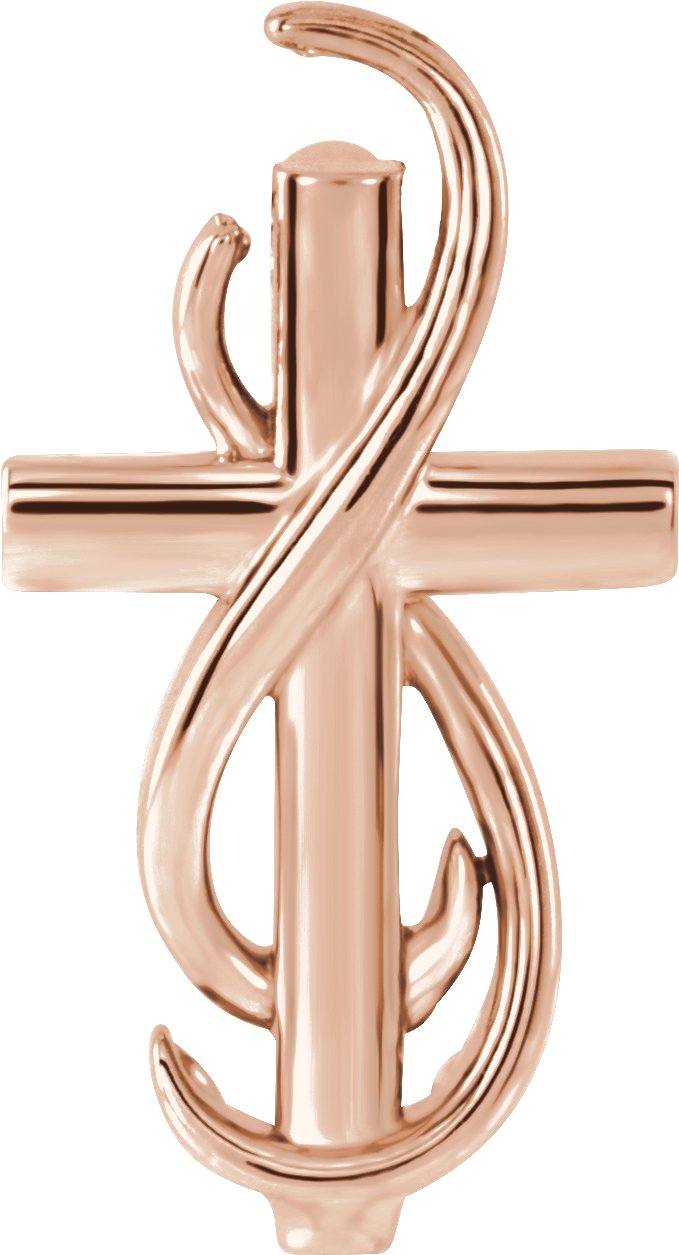 14K Rose Cross Pendant