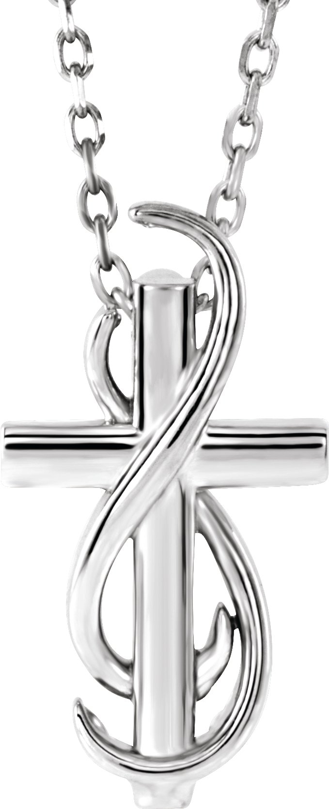 14K White Cross 16-18" Necklace  