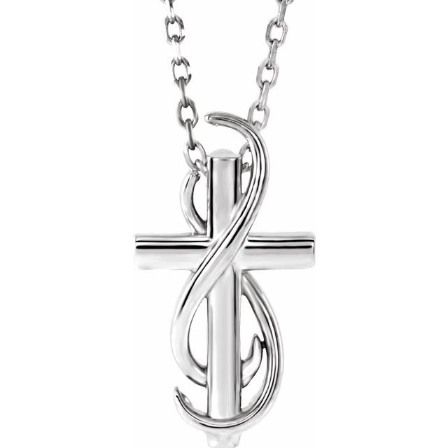 Sterling Silver Cross 16-18" Necklace  