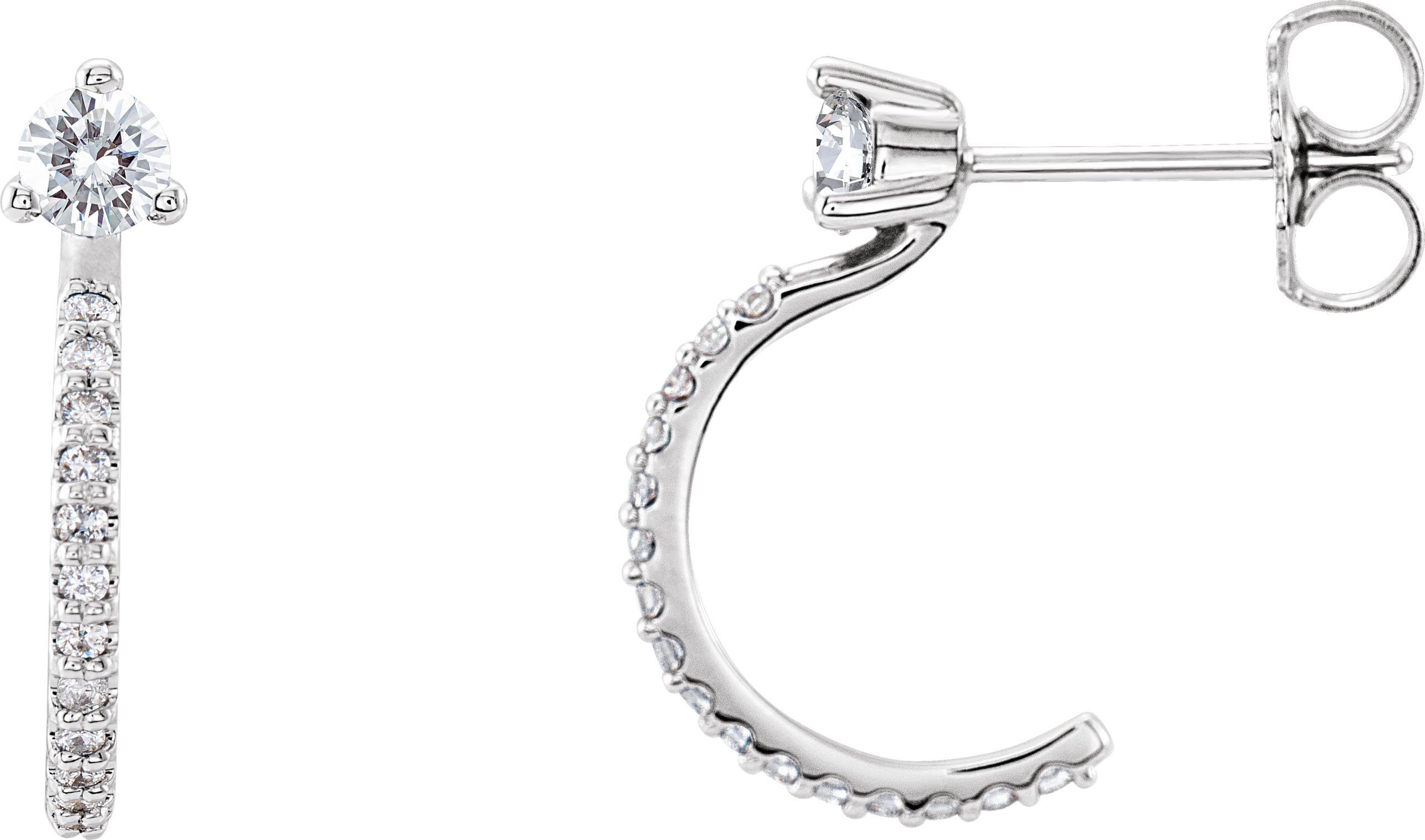 14K White 1/3 CTW Diamond Hoop Earrings