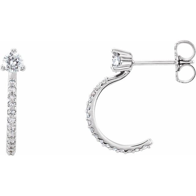 Sterling Silver 1/3 CTW Natural Diamond J-Hoop Earrings