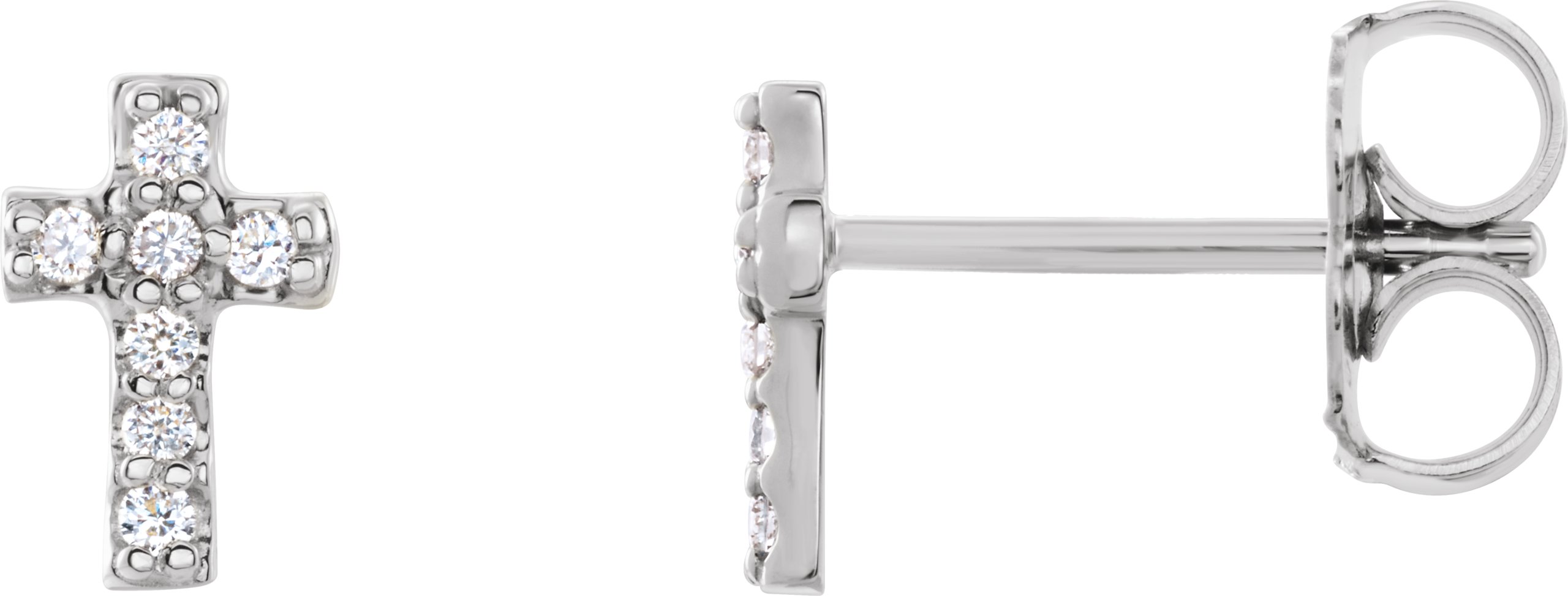 14K White .06 CTW Diamond Cross Earrings
