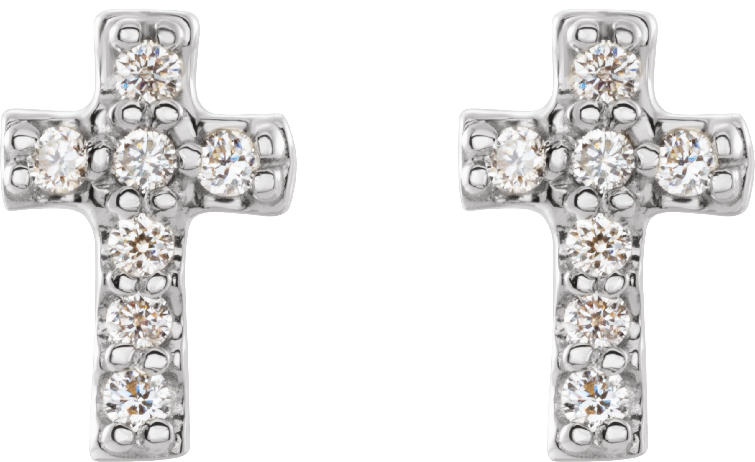 14K White .06 CTW Diamond Cross Earrings