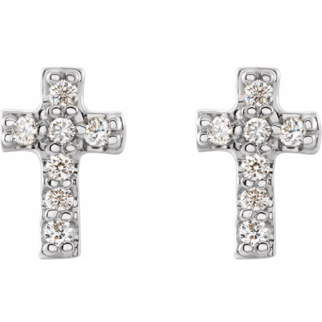 14K White .06 CTW Natural Diamond Cross Earrings
