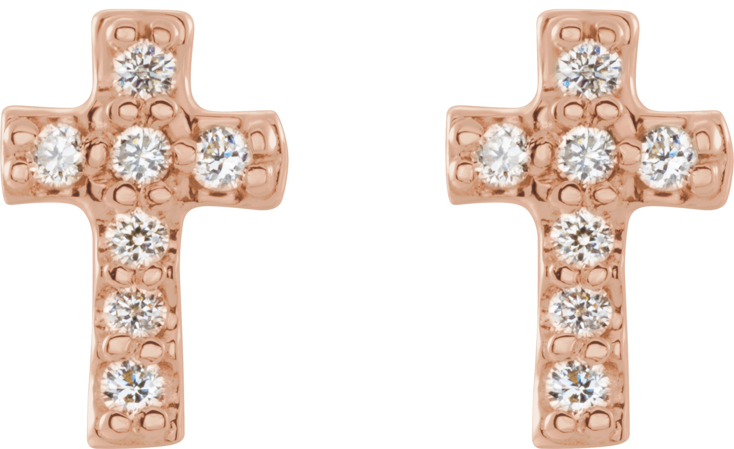 14K Rose .06 CTW Diamond Cross Earrings
