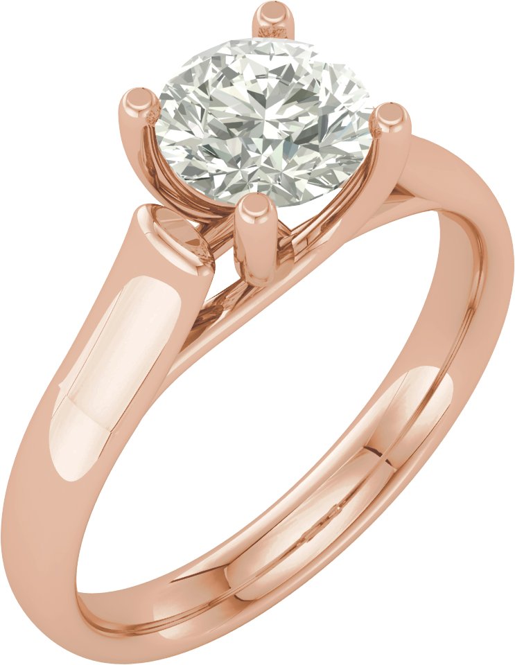 14K Rose 5 mm Round Forever One™ Lab-Grown Moissanite Solitaire Engagement Ring