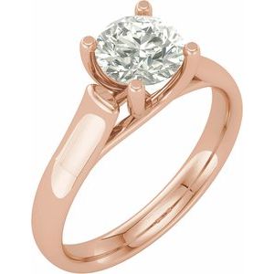 14K Rose 8 mm Round Forever One™ Lab-Grown Moissanite Solitaire Engagement Ring
