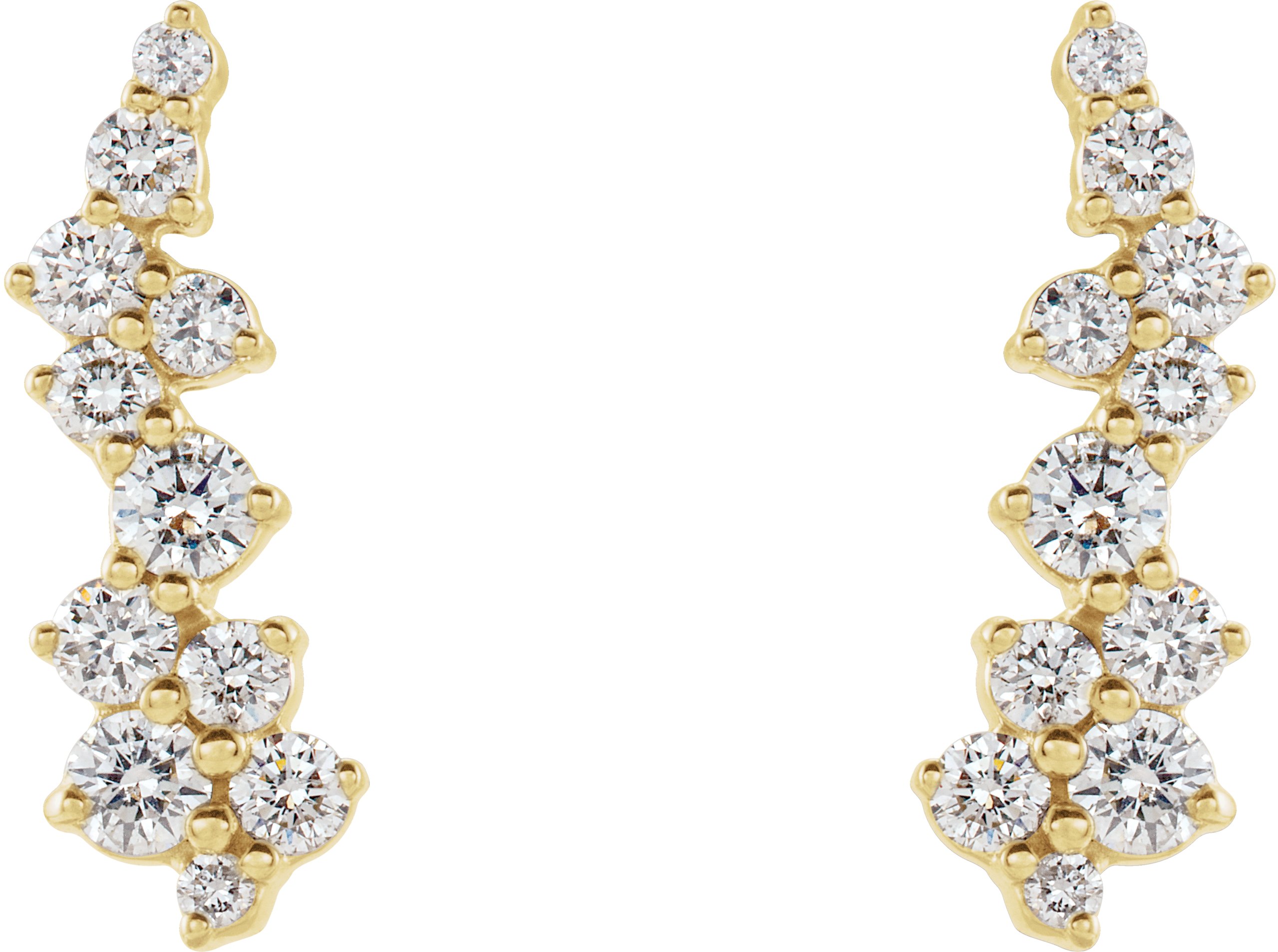 14K Yellow 3/8 CTW Diamond Ear Climbers 