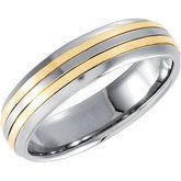 Stainless Steel Domed Band with 18K Yellow Inlay