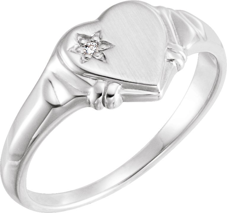 14K White .005 CT Diamond Heart Ring