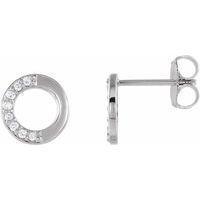 Sterling Silver .08 CTW Natural Diamond Circle Earrings  