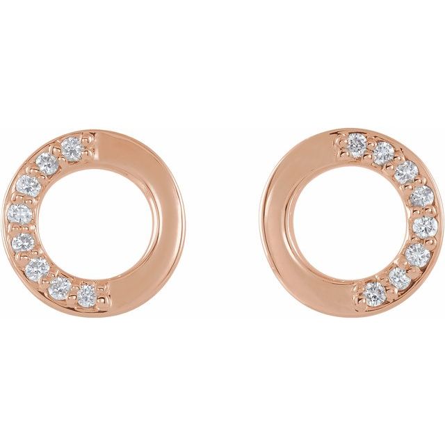 14K Rose .08 CTW Natural Diamond Circle Earrings  