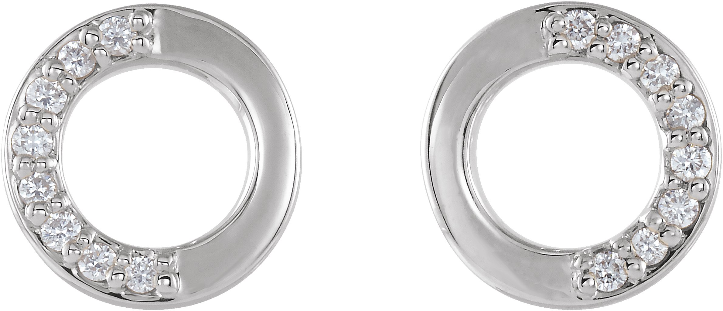 14K White .08 CTW Diamond Circle Earrings  