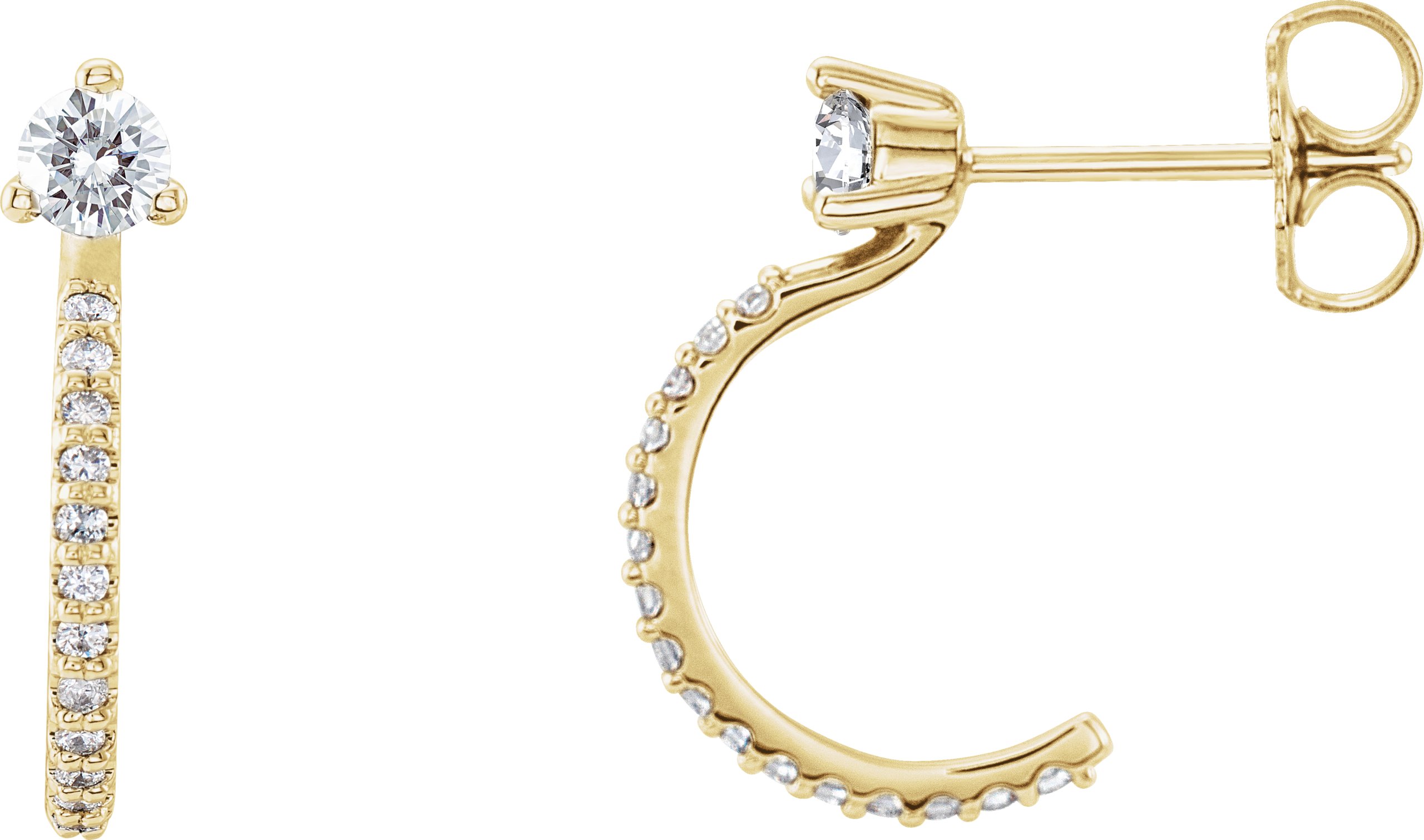 14K Yellow 1/3 CTW Natural Diamond Hoop Earrings