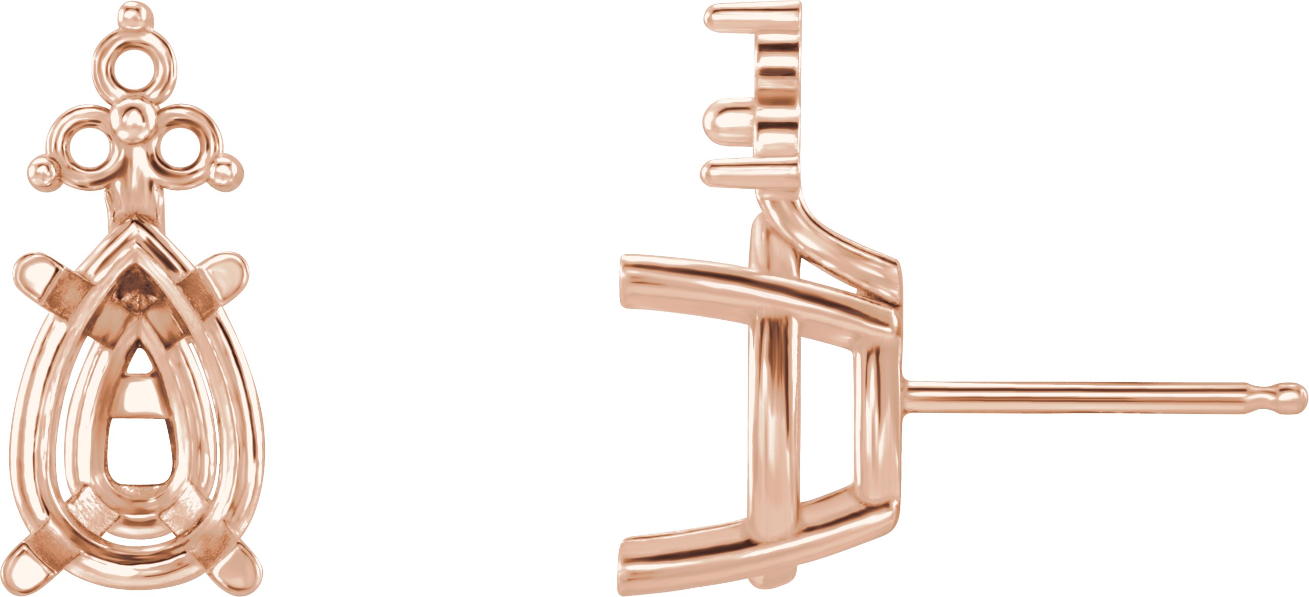 Pear 4-Prong Lightweight Accented Stud Earrings