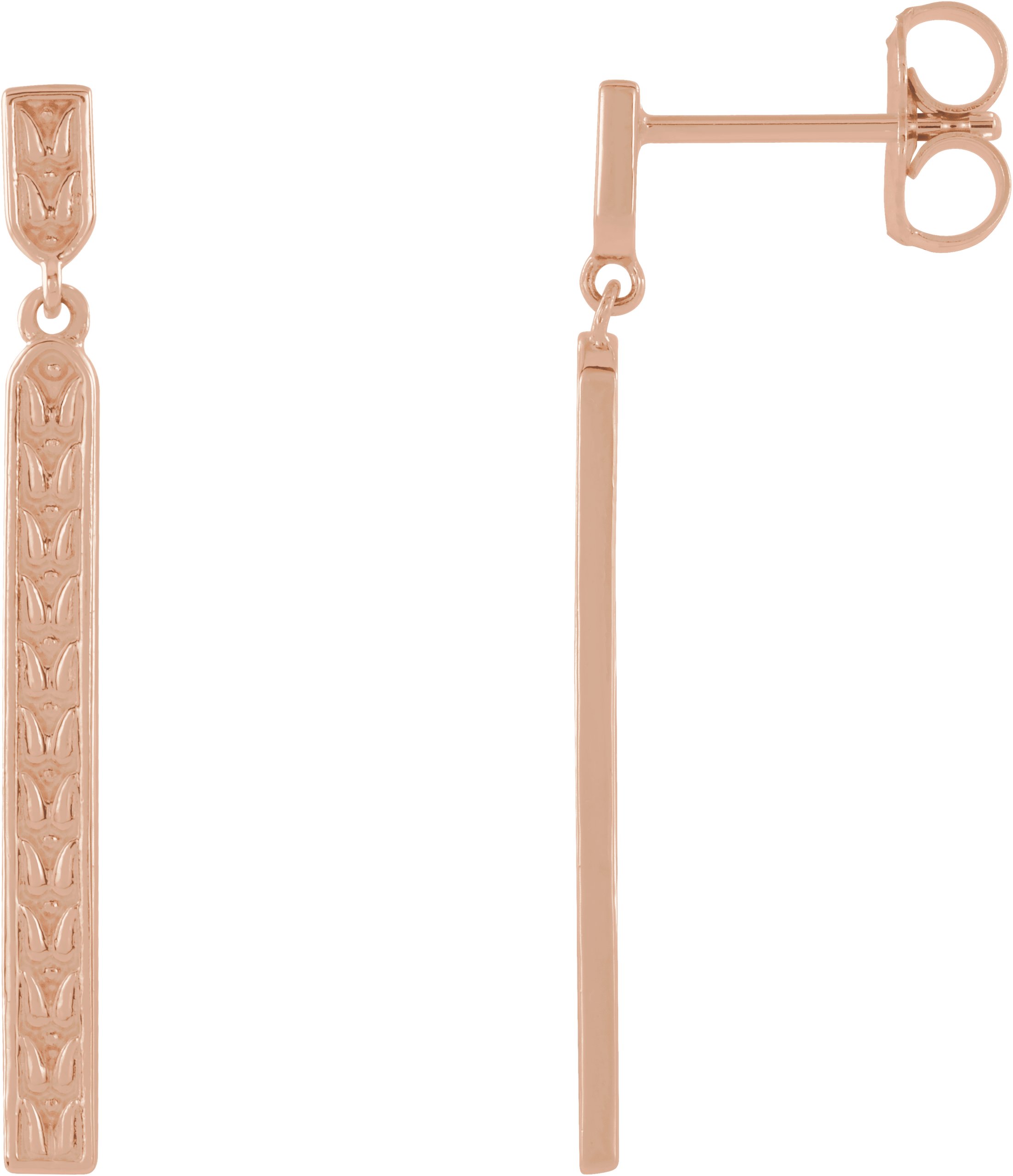 14K Rose Sculptural Bar Earrings