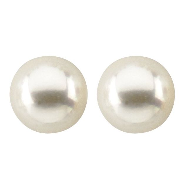 14K Yellow 7 mm Cultured White Akoya Pearl Earrings