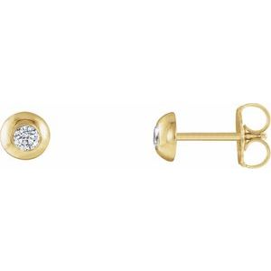 14K Yellow 1/5 CTW Natural Diamond Domed Stud Earring