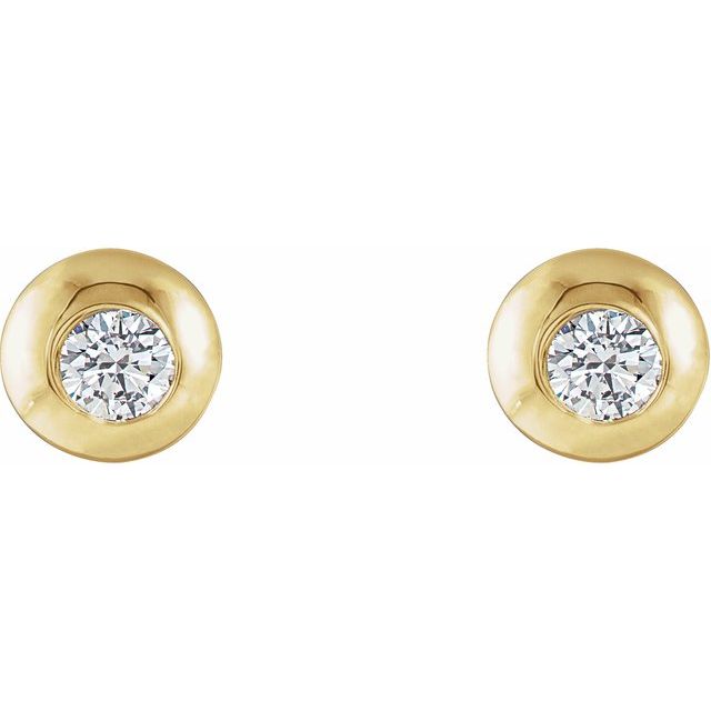 14K Yellow 1/5 CTW Natural Diamond Domed Stud Earring