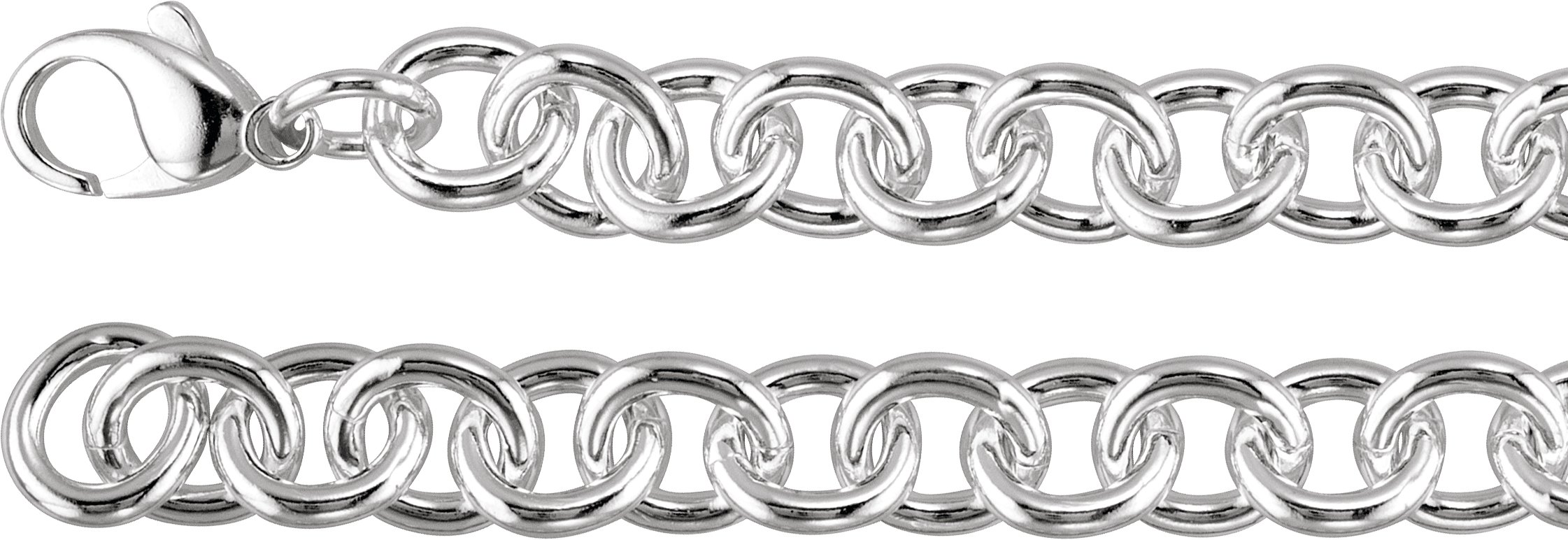 Sterling Silver 10 mm Cable 7.5" Chain