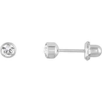 Titanium Bezel Set Crystal Earrings 4mm Ref 965154