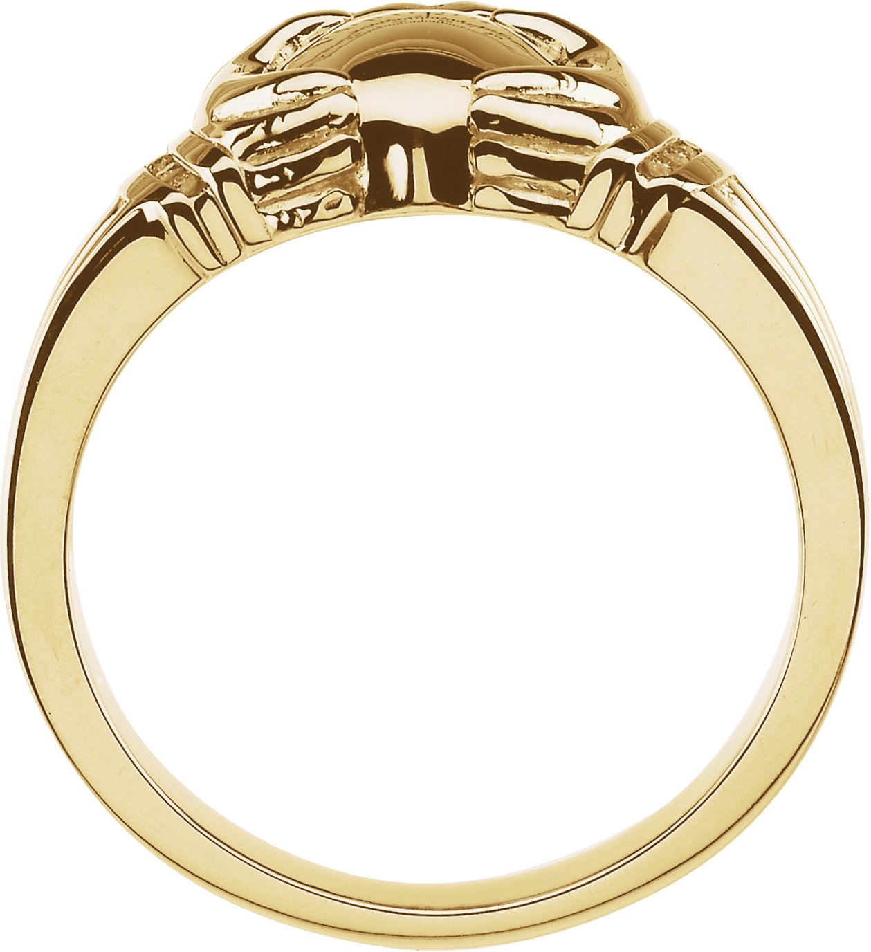 Alternative view of .03 CTW Natural Diamond Claddagh Band – 14K Yellow Gold