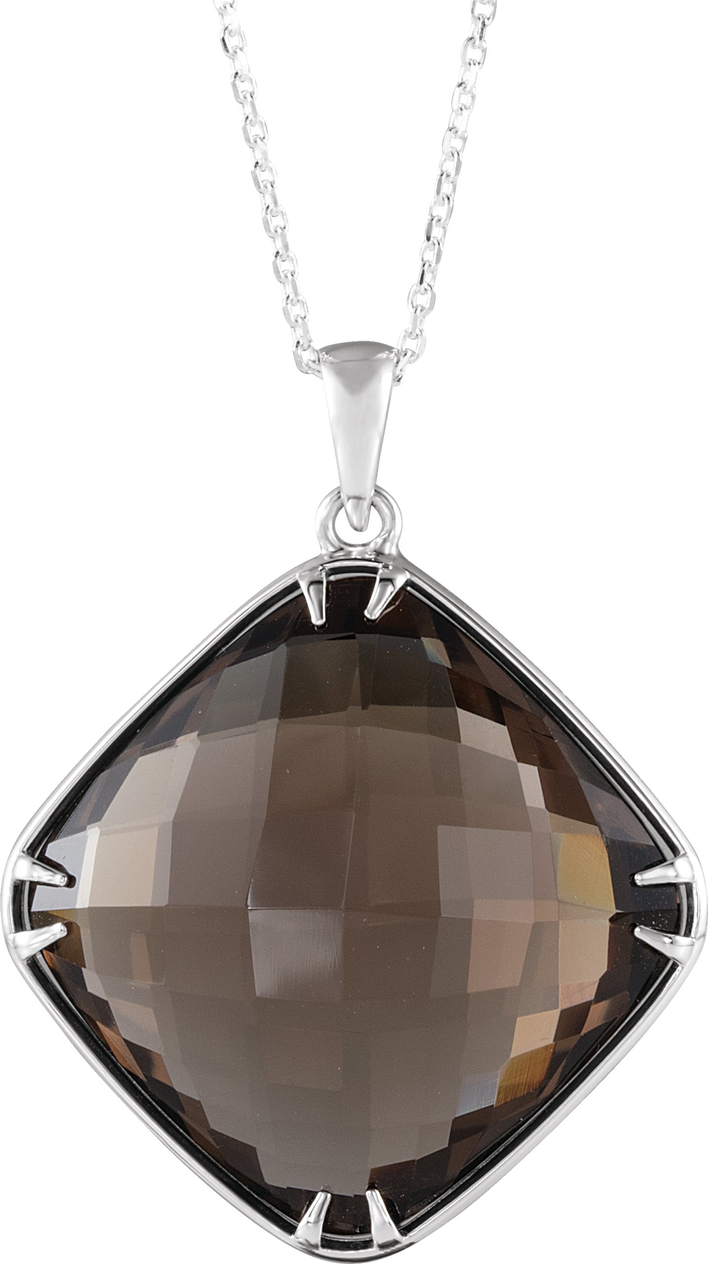 Sterling Silver 20x20 mm Smoky Quartz 18 inch Necklace Ref. 3349906