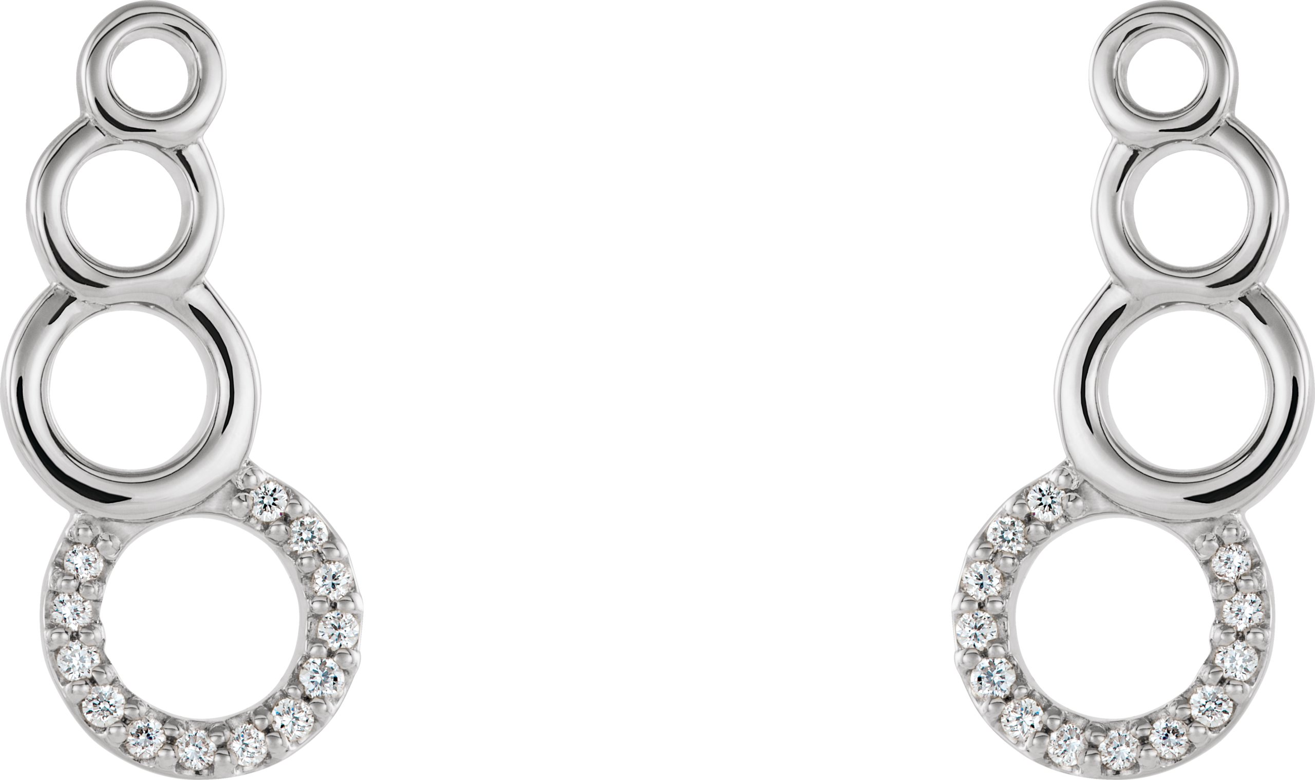 14K White .06 CTW Diamond Geometric Ear Climbers  