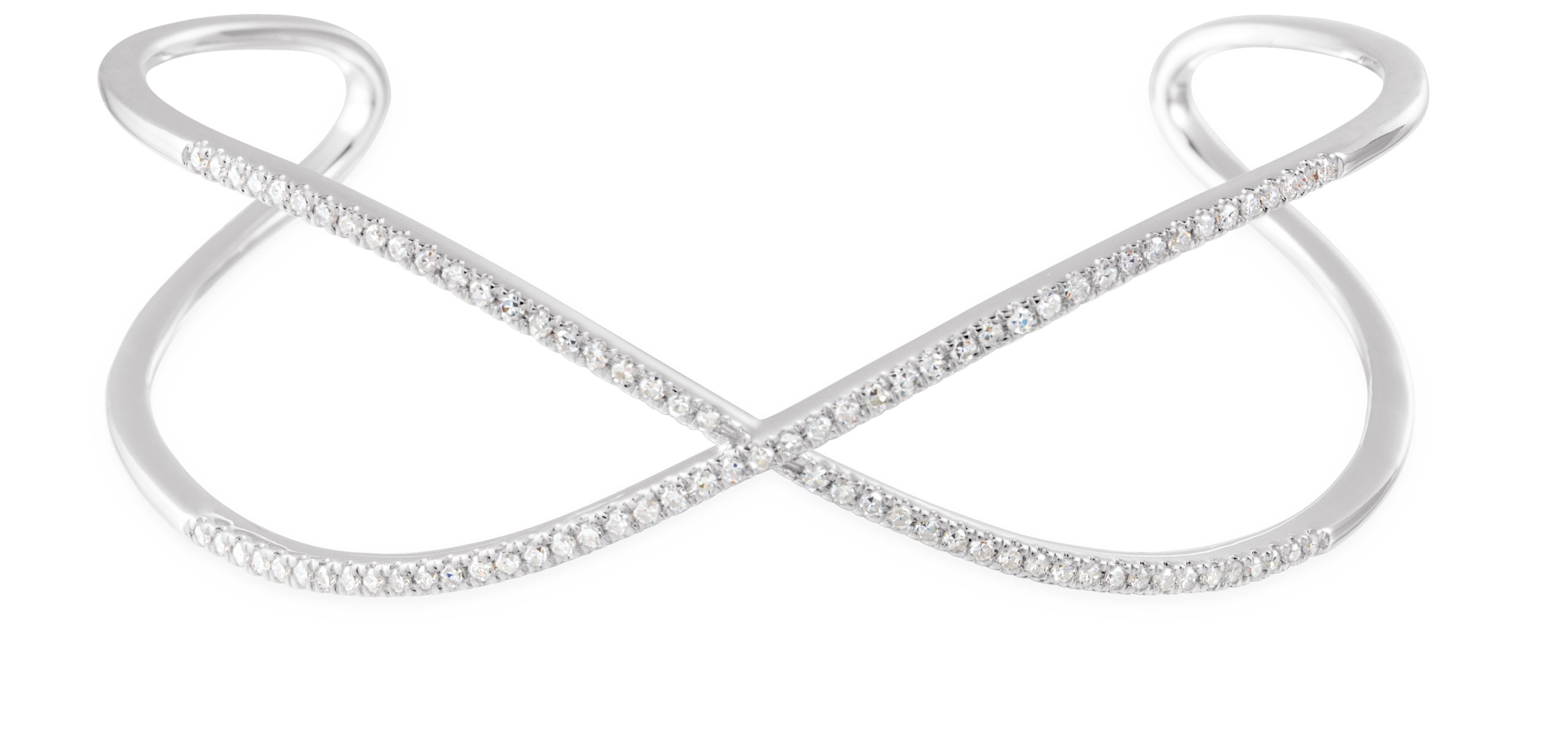 14K White 3/4 CTW Natural Diamond Criss-Cross Cuff 7" Bracelet