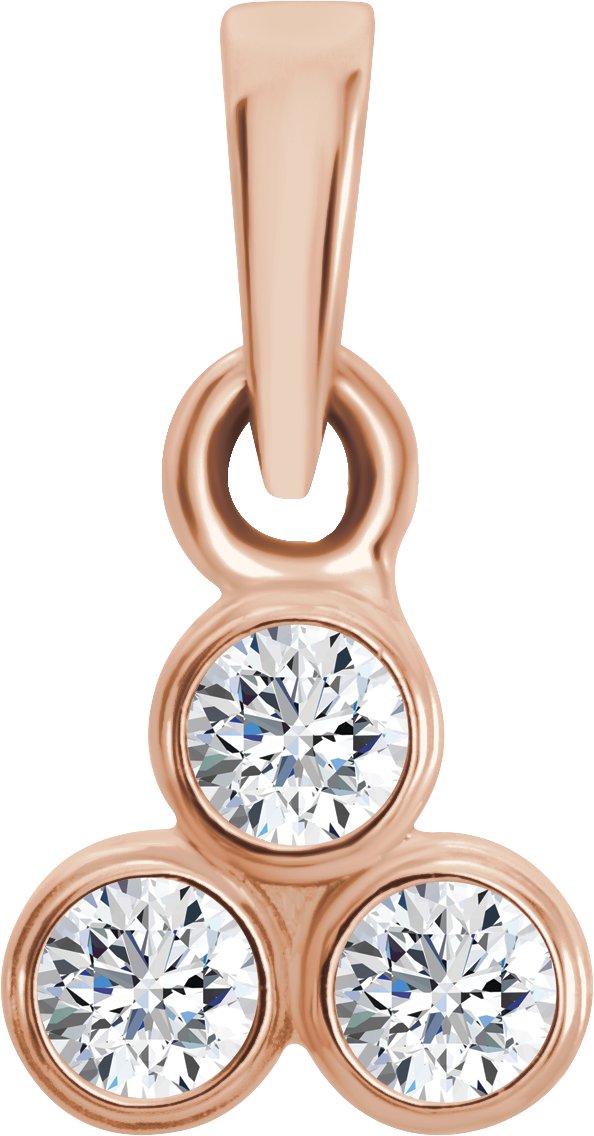 14K Rose 1/10 CTW Natural Diamond Three-Stone Pendant