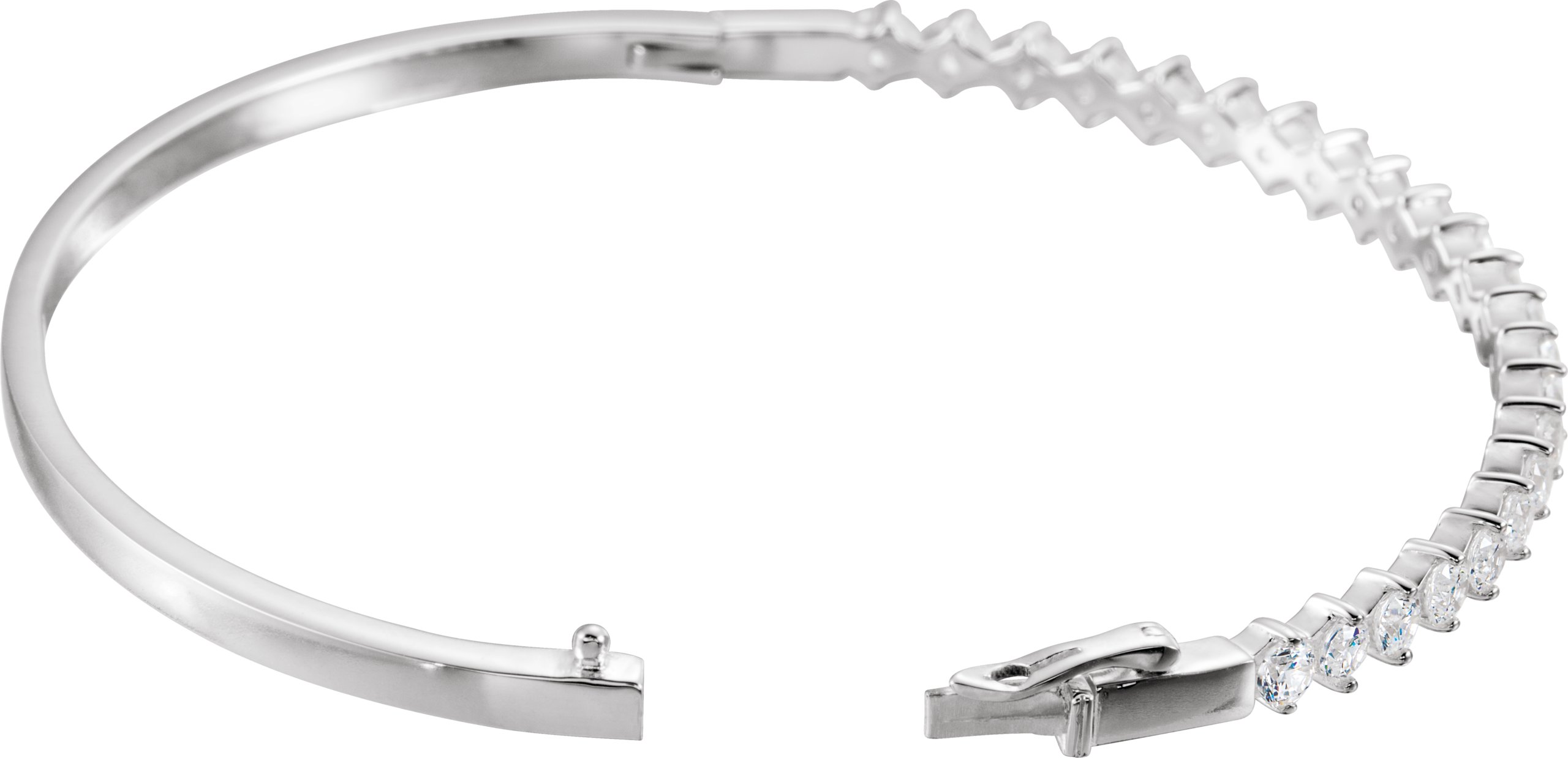 Sterling Silver  Imitation White Cubic Zirconia Bangle 7 Bracelet