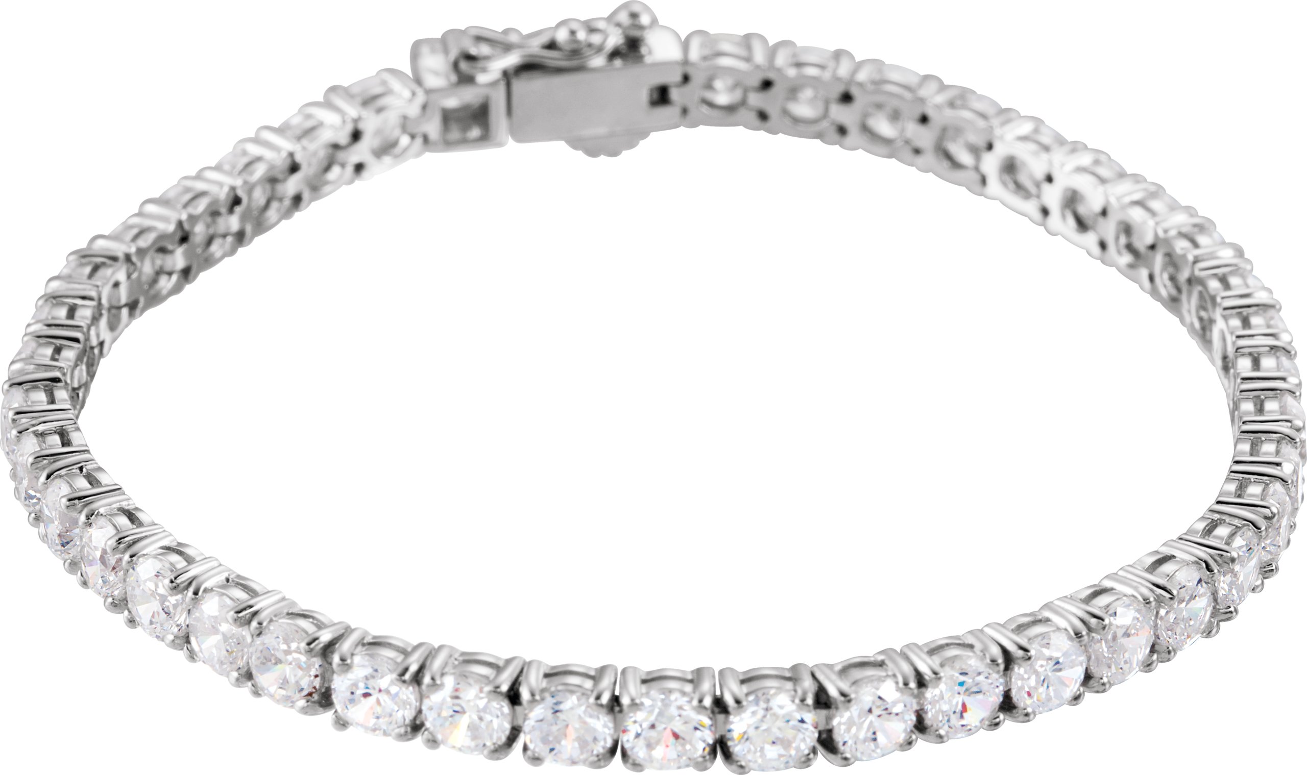 Sterling Silver  Imitation White Cubic Zirconia Line 7"  Bracelet