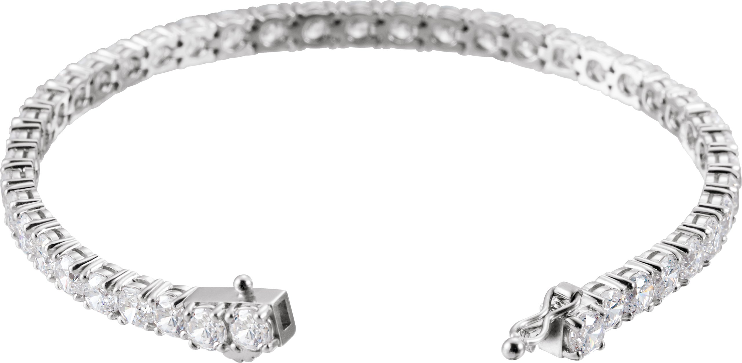 Sterling Silver  Imitation White Cubic Zirconia Line 7 Bracelet