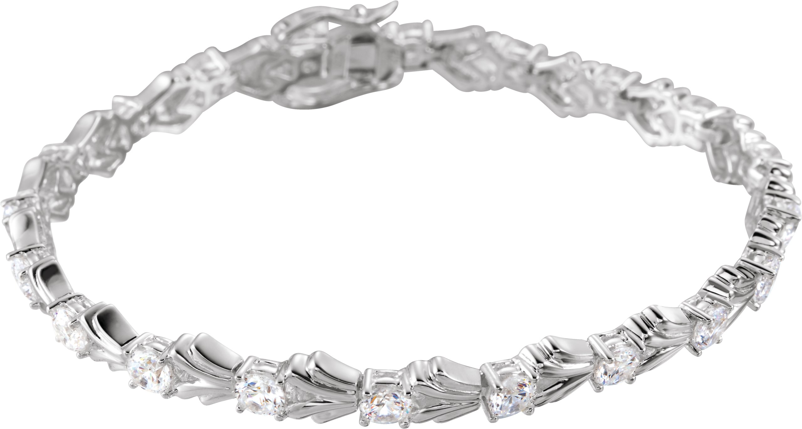 Sterling Silver  Imitation White Cubic Zirconia Line 7 1/2" Bracelet