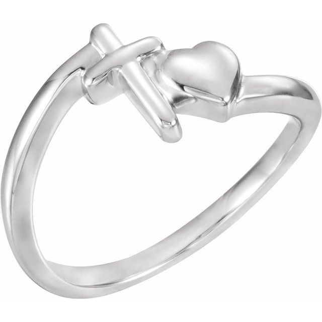 18K X1 White Cross & Heart Chastity Ring