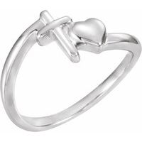 Sterling Silver Cross & Heart Chastity Ring