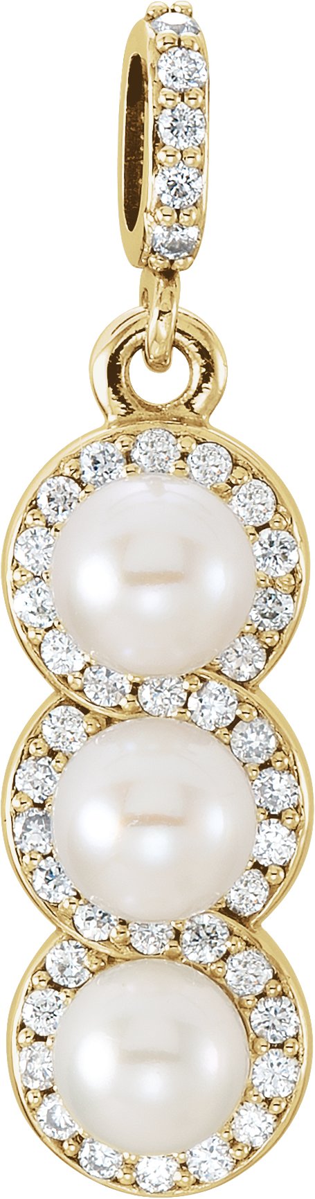Three-Stone Halo-Style Pearl Pendant