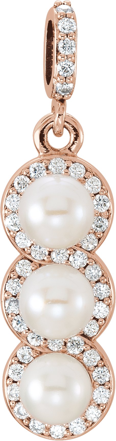 Three-Stone Halo-Style Pearl Pendant