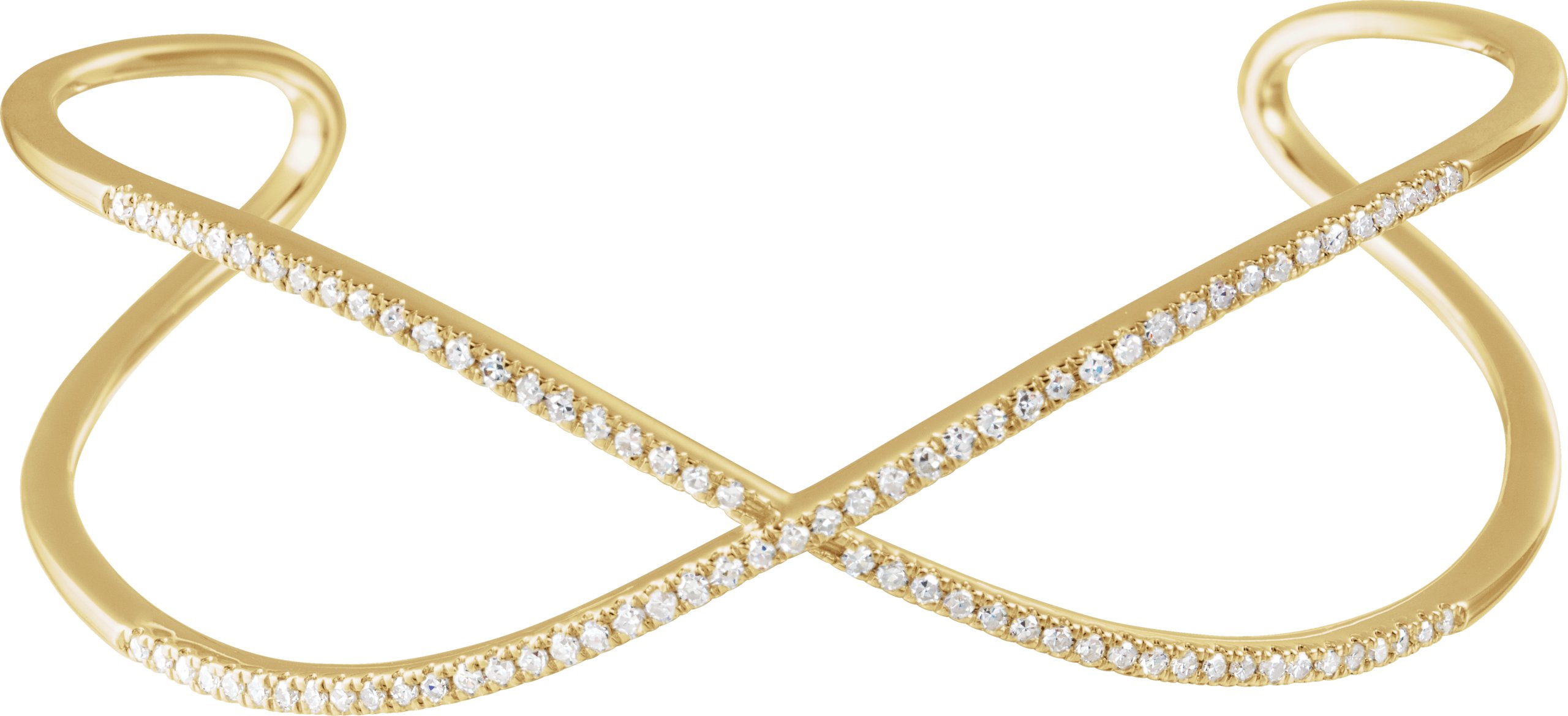 14K Yellow 3/4 CTW Natural Diamond Criss-Cross Cuff 7" Bracelet