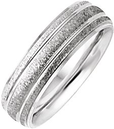 14K White 6 mm Grooved Band with Stone Polish Finish Size 3.5 Ref 33301