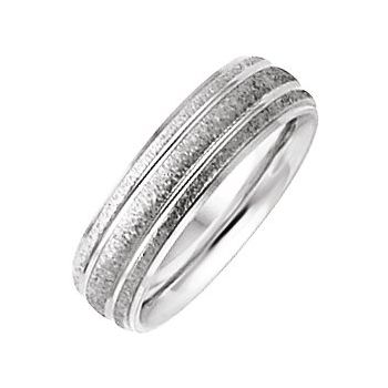 14K White 6 mm Grooved Band with Stone Polish Finish Size 4 Ref 219983