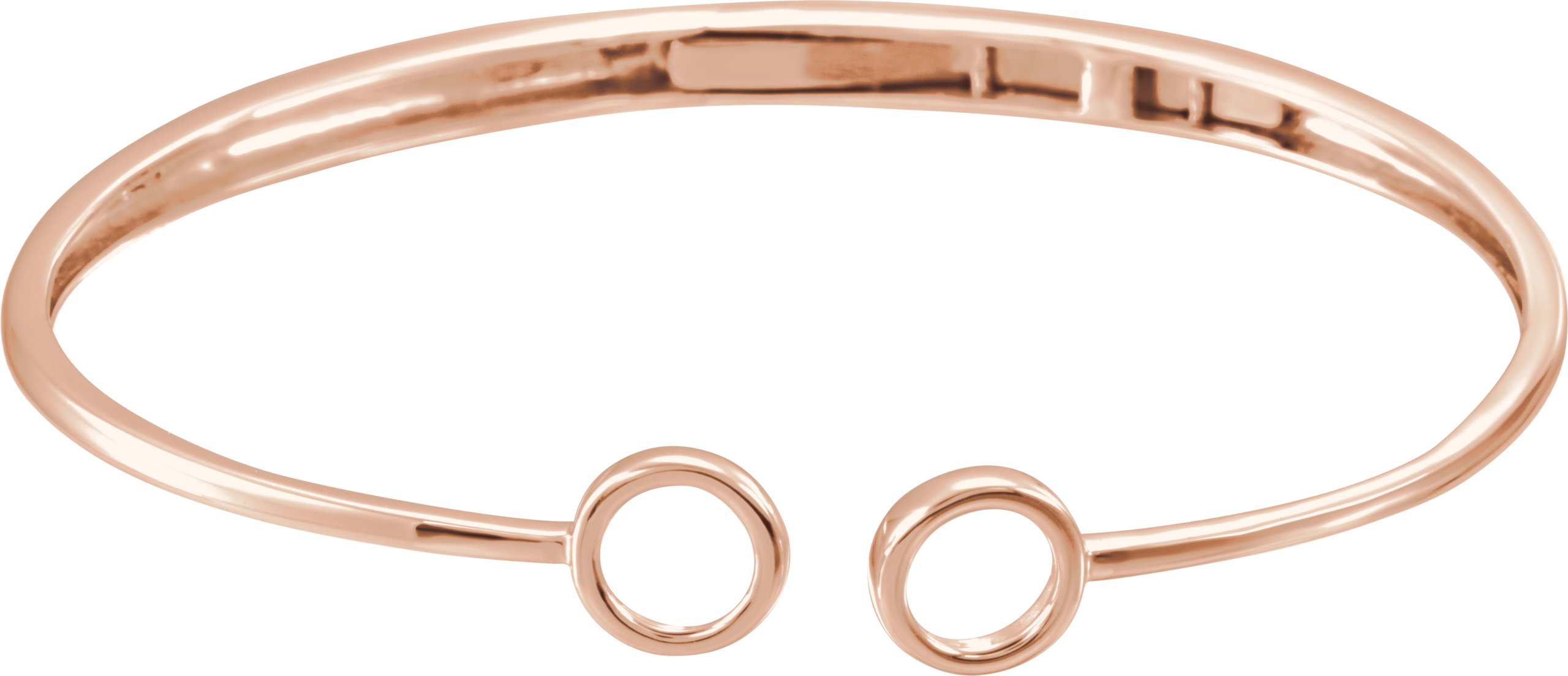 14K Rose Hinged Circle Cuff 7" Bracelet