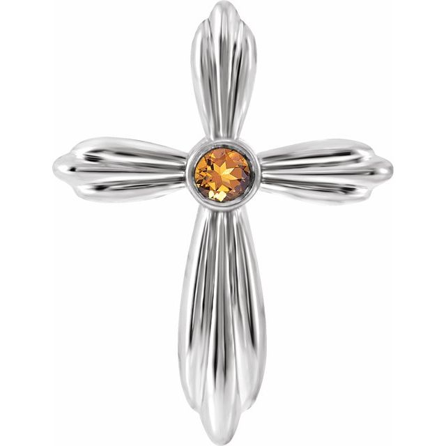Platinum Natural Citrine Cross Pendant       