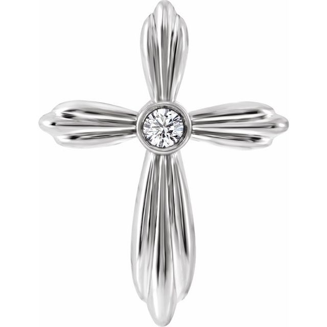 Sterling Silver .06 CTW Natural Diamond Cross Pendant         